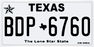 TX license plate BDP6760