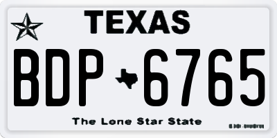 TX license plate BDP6765