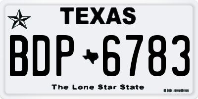 TX license plate BDP6783