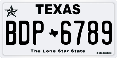 TX license plate BDP6789