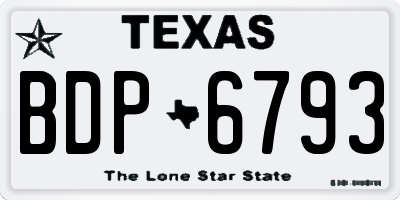 TX license plate BDP6793