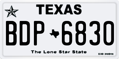 TX license plate BDP6830