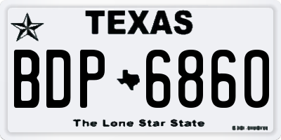 TX license plate BDP6860