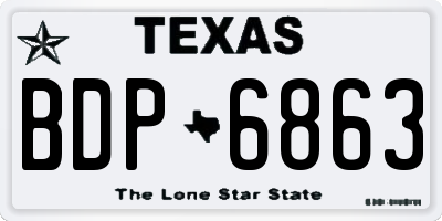 TX license plate BDP6863