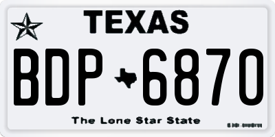 TX license plate BDP6870