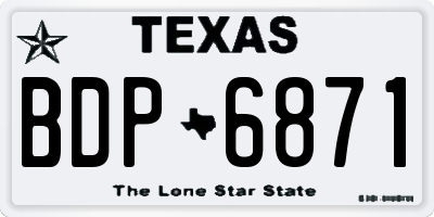 TX license plate BDP6871