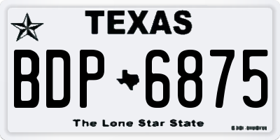 TX license plate BDP6875