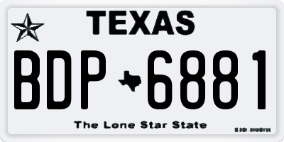 TX license plate BDP6881