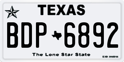 TX license plate BDP6892