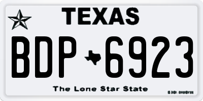 TX license plate BDP6923