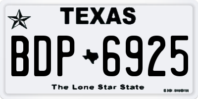 TX license plate BDP6925