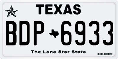 TX license plate BDP6933