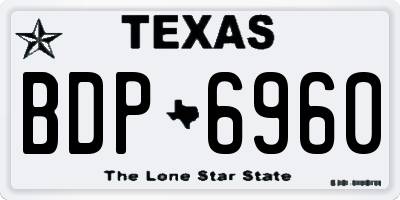 TX license plate BDP6960
