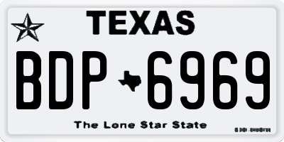TX license plate BDP6969