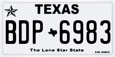 TX license plate BDP6983