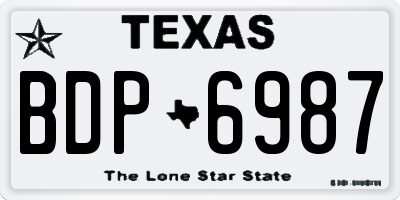 TX license plate BDP6987