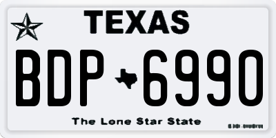 TX license plate BDP6990