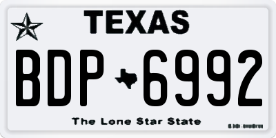 TX license plate BDP6992