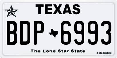 TX license plate BDP6993