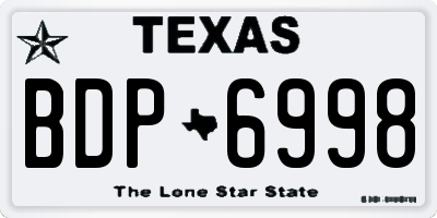 TX license plate BDP6998