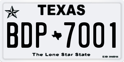 TX license plate BDP7001