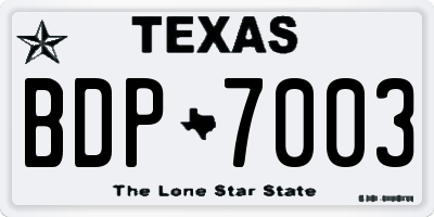 TX license plate BDP7003