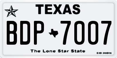 TX license plate BDP7007