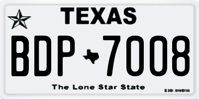 TX license plate BDP7008