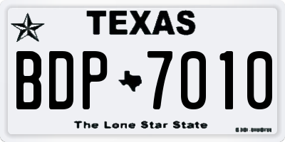 TX license plate BDP7010