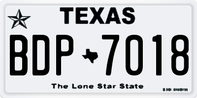TX license plate BDP7018
