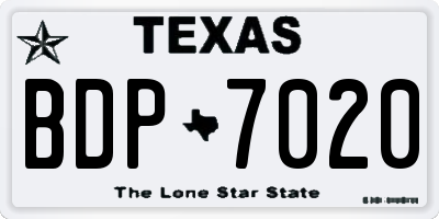 TX license plate BDP7020
