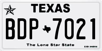 TX license plate BDP7021