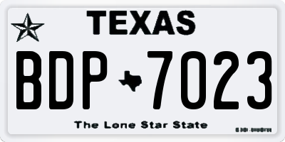TX license plate BDP7023