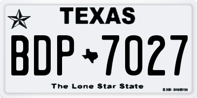 TX license plate BDP7027