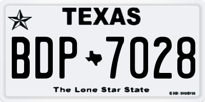 TX license plate BDP7028