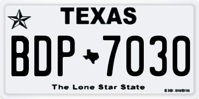 TX license plate BDP7030