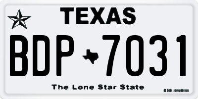 TX license plate BDP7031