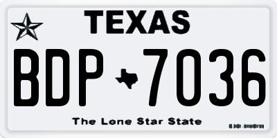 TX license plate BDP7036