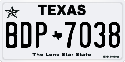 TX license plate BDP7038