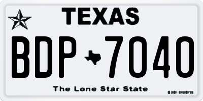 TX license plate BDP7040