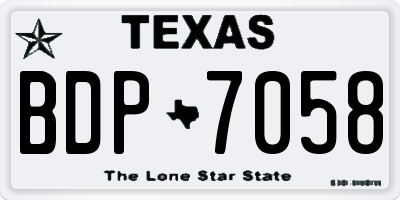 TX license plate BDP7058