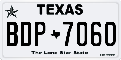 TX license plate BDP7060