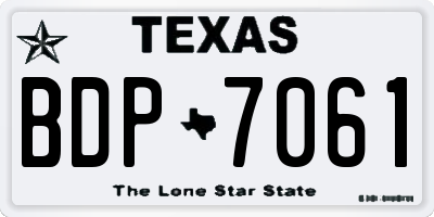TX license plate BDP7061