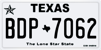 TX license plate BDP7062