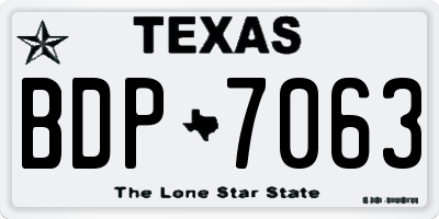 TX license plate BDP7063