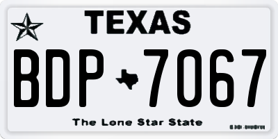 TX license plate BDP7067