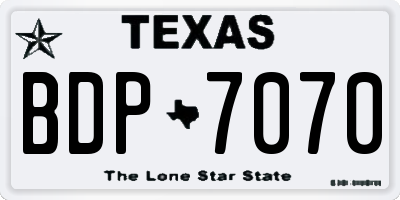 TX license plate BDP7070
