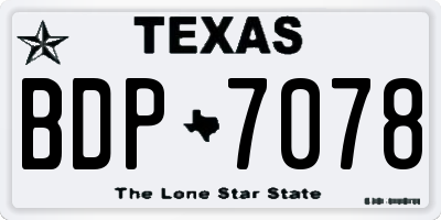 TX license plate BDP7078