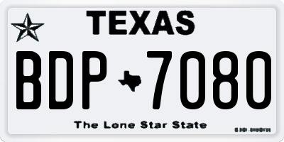 TX license plate BDP7080