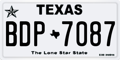 TX license plate BDP7087